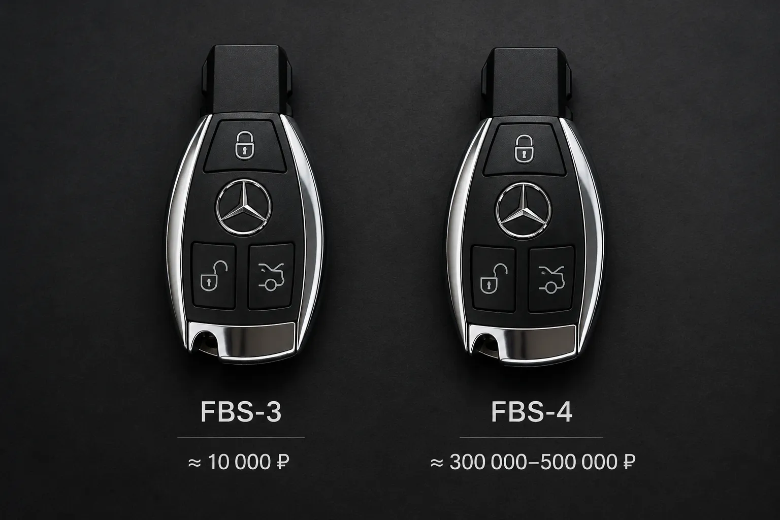 Сравнение ключей Mercedes FBS3 и FBS4 и стоимости восстановления